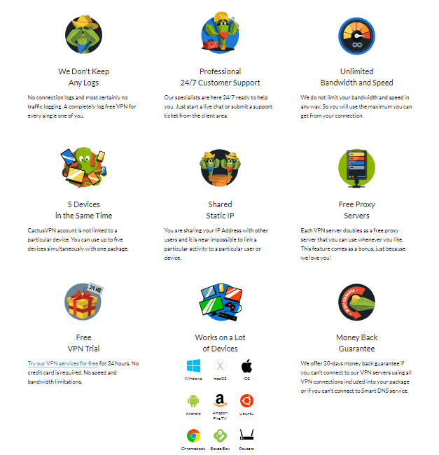 CactusVPN Features