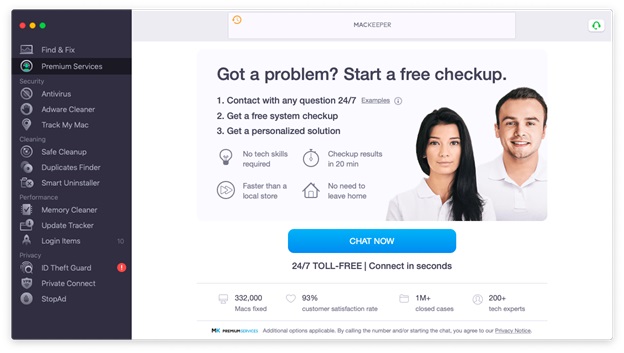 MacKeeper premium services tab